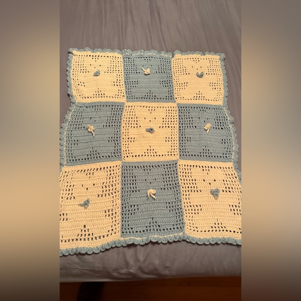 Vintage Handmade Crochet Baby Blanket